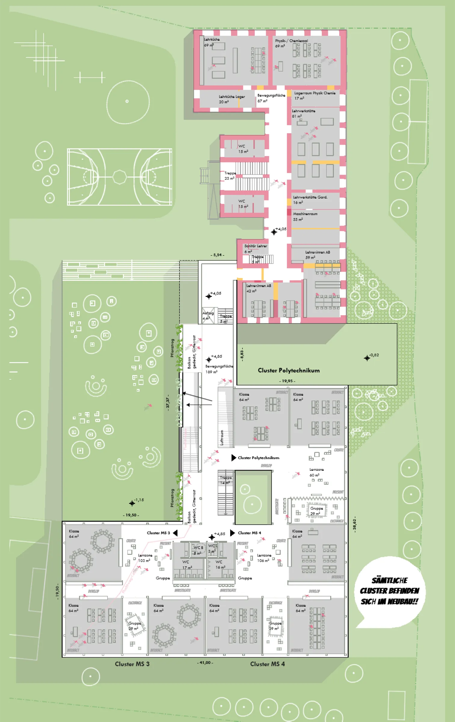 mittelschule straßgang, bildungsbau, graz, steiermark — ansicht 4