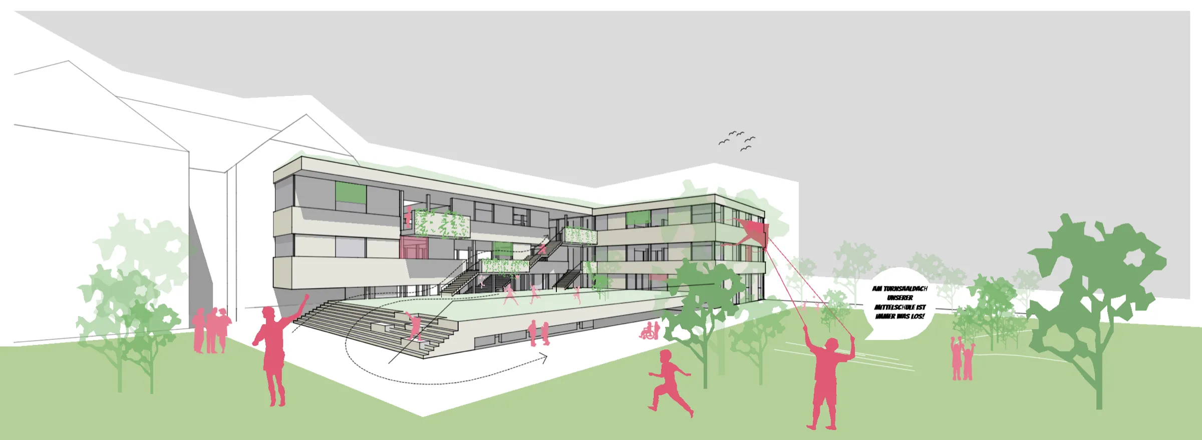 mittelschule straßgang, bildungsbau, graz, steiermark — ansicht 1
